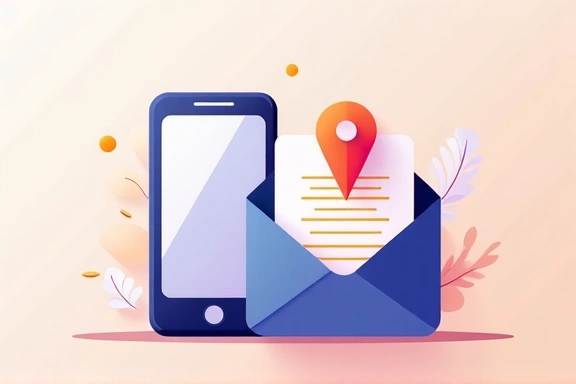 Różne formy kontaktu: telefon, koperta, mapa, symbolizujące łatwość komunikacji.